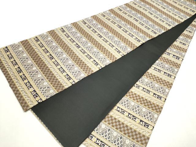 平和屋着物●全通柄袋帯　唐織　横段花文　正絹　逸品　CAAU9555hy