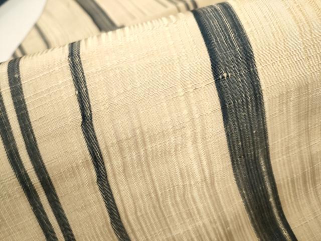 平和屋着物○全通柄 九寸名古屋帯 紬地 よろけ縞 正絹