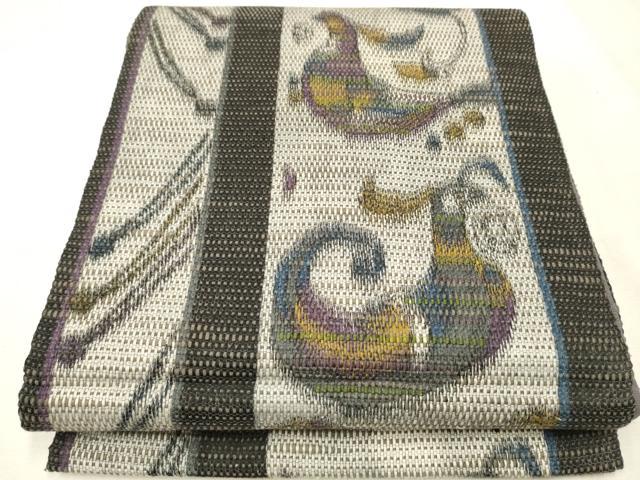 平和屋着物●全通柄袋帯　紬地　花喰鳥　正絹　逸品　CAAU9584hy