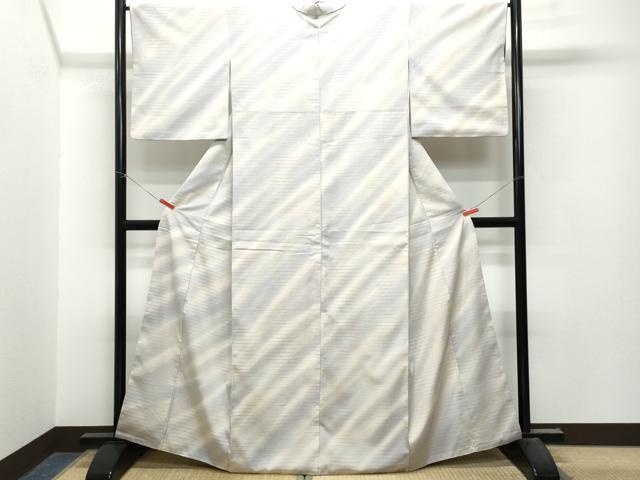 平和屋着物●上質なお召　霞斜線文　正絹　逸品　CAAU9608vf 平和屋着物○上質なお召 霞斜線文 正絹 逸品 CAAU9608vf