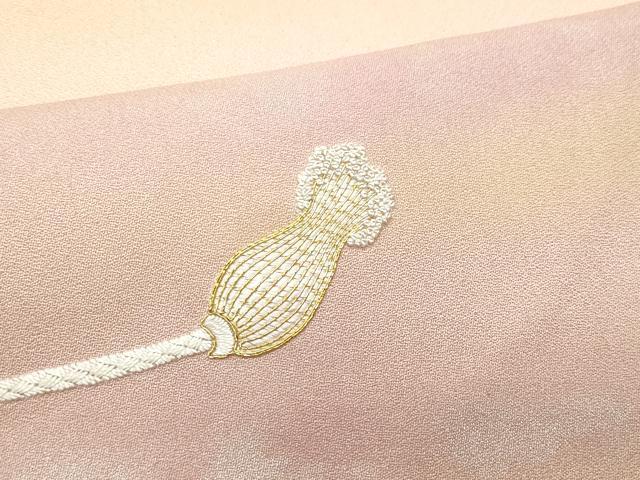 平和屋着物○人間国宝 福田喜三郎 訪問着 駒刺繍 扇面吉祥文 金彩