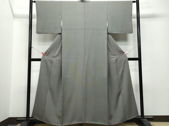 平和屋着物○江戸小紋 本草木萬両染 万筋 黒鳶色×