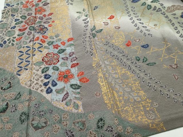 平和屋着物○訪問着 松花文 暈し染め 金彩 正絹 逸品 CAAU9622vf