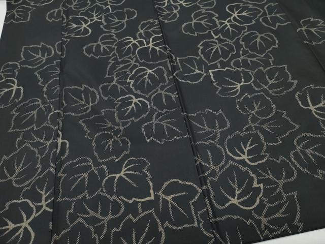 平和屋着物○本場染大島紬 舞葉文 黒地 まるやま扱い 正絹 逸品 CAAU9626vf