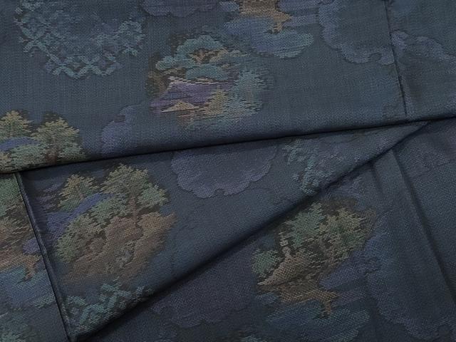 平和屋着物●本場大島紬　9マルキ　雪輪風景草木文　正絹　逸品　未使用　CAAU9638vf