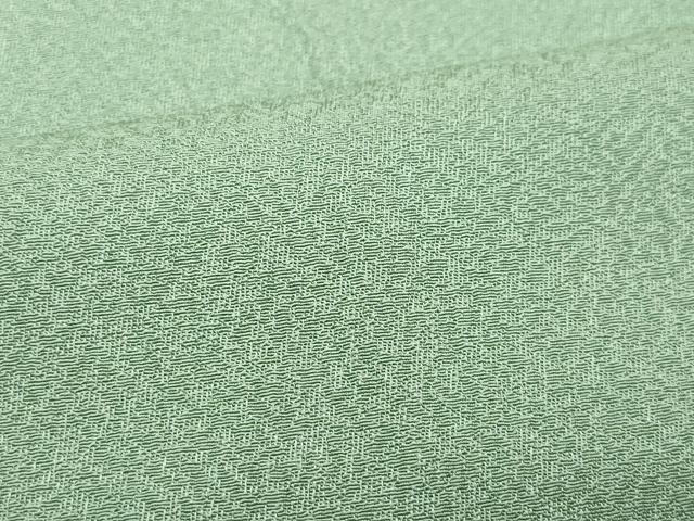 平和屋着物○上質な色無地 堅牢特殊両面染 山葵色 反端