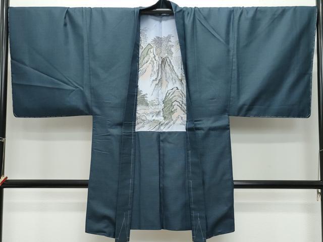 平和屋着物○男性 お召 アンサンブル 吉祥文 正絹 逸品 CAAU9668vf
