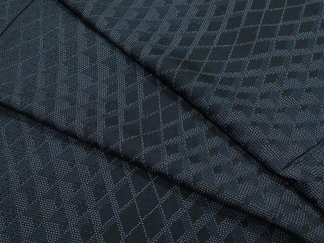 平和屋着物●本塩沢　吉祥菱文　正絹　逸品　CAAU9678vf