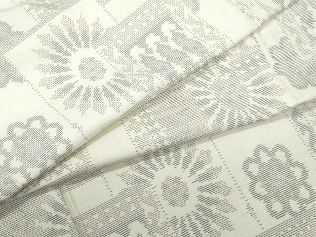 平和屋着物●本場大島紬　白大島　吉祥花文　正絹　逸品　CAAU9687vf