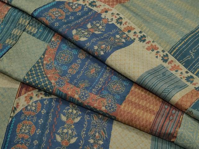 平和屋着物●上質な紬　吉祥花文　正絹　逸品　CAAU9691vf