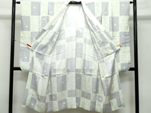 平和屋着物○振袖用長襦袢 無双仕立て 市松舞桜 半衿刺繍 正絹