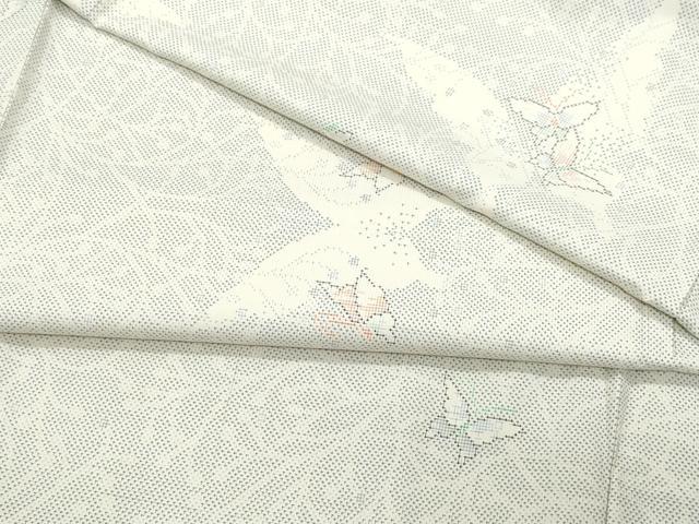 平和屋着物●本場大島紬　白大島　9マルキ　舞蝶文　そごう百貨店扱い　正絹　逸品　CAAU9715vf
