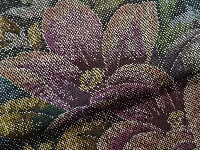 平和屋着物○本場大島紬 7マルキ 草花文 正絹 逸品 CAAU9727vf