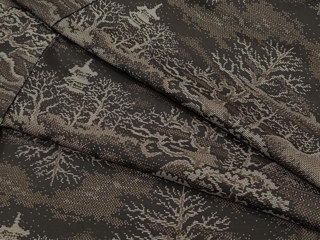 平和屋着物●本場大島紬　9マルキ　風景草木文　正絹　逸品　CAAU9734vf