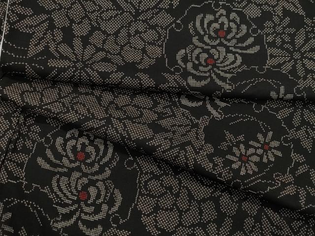 本場大島紬 着尺 反物 未仕立て品 地球ラベル 一元式 7マルキ 雪輪花文様 古典美術 都喜ヱ門】 特選本場大島紬着尺 7マルキ一元式 「華色