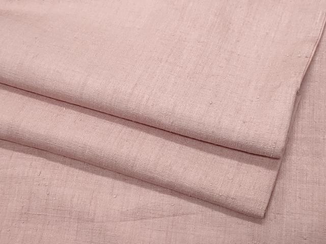 平和屋着物●本場結城紬　重要無形文化財　色無地　珊瑚色　正絹　逸品　CAAU9860vf