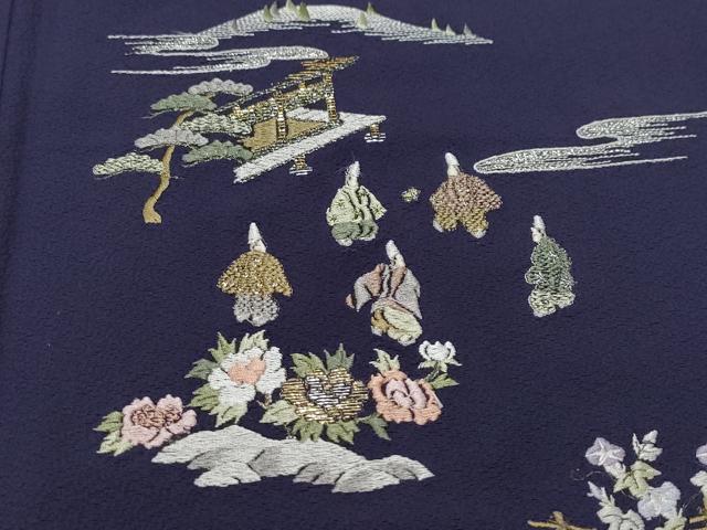 平和屋着物○訪問着 作家物 総刺繍 風景人物花文 金銀糸