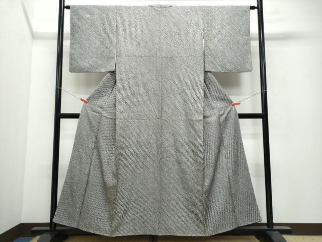 平和屋着物○大変加工の良い総絞り小紋 黒色 正絹 逸品 CAAU9896vf