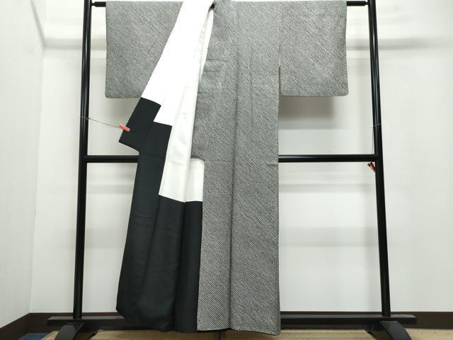平和屋着物○大変加工の良い総絞り小紋 黒色 正絹 逸品 CAAU9896vf