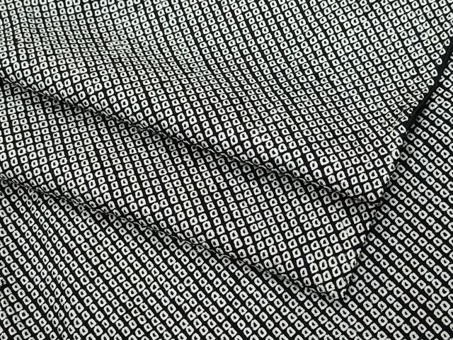 平和屋着物●大変加工の良い総絞り小紋　黒色　正絹　逸品　CAAU9896vf