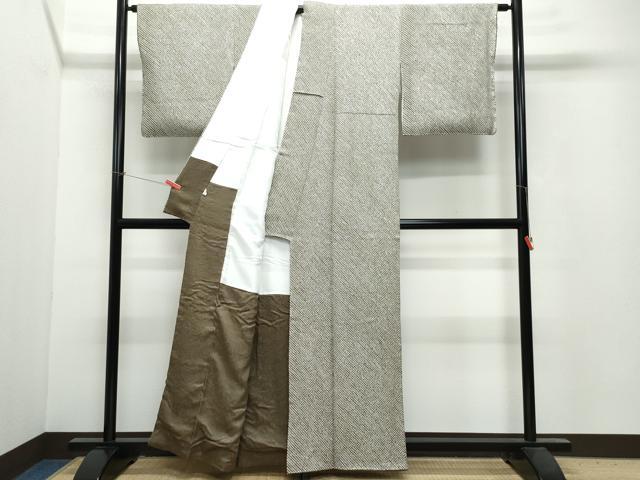 平和屋着物○大変加工の良い総絞り小紋 涅色 正絹 CAAU9899vf