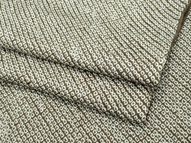 平和屋着物●大変加工の良い総絞り小紋　涅色　正絹　CAAU9899vf