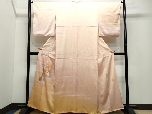 平和屋着物●人間国宝　福田喜三郎　訪問着　刺繍　吉祥草花文　金彩　正絹　逸品　CAAU9923vf