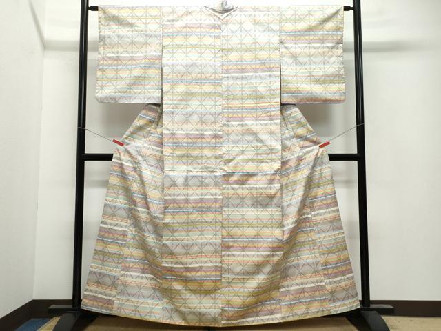 平和屋着物○上質な紬 よろけ麻の葉 正絹 逸品 未使用 AAAY0090zg