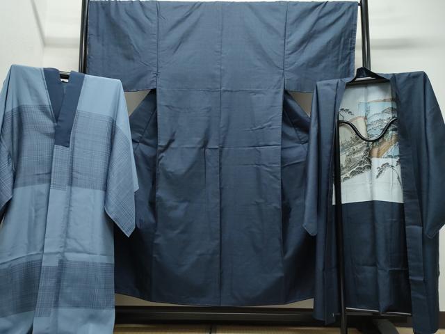 平和屋着物●男性　本場大島紬　アンサンブル・長襦袢セット　100亀甲　総詰め　正絹　逸品　CAAU9932vf