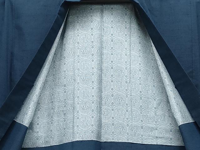 平和屋着物○男性 紬 アンサンブル 藍鉄色 正絹 逸品 CAAU9940vf