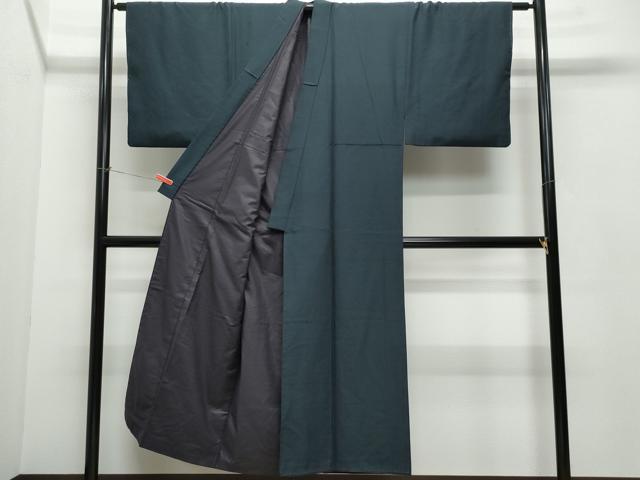 平和屋着物○男性 紬 アンサンブル 藍鉄色 正絹 逸品 CAAU9944vf 