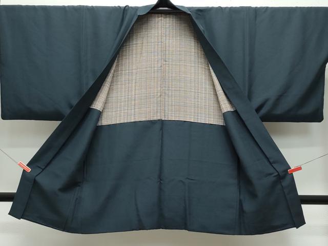 平和屋着物○男性 紬 アンサンブル 藍鉄色 正絹 逸品 CAAU9944vf 