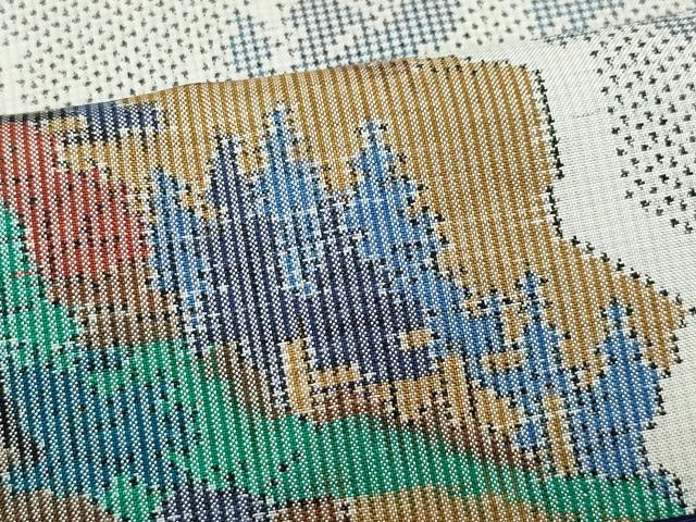 平和屋着物○本場大島紬 白大島 7マルキ 風景草木文 総絣 前田