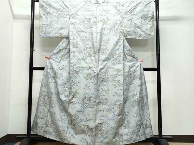 平和屋着物○都喜ヱ門 本場大島紬 7マルキ 風景文 総絣