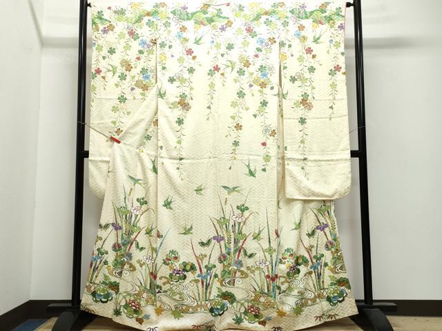 平和屋着物●豪華振袖　飛鳥流水花蝶文　金彩　正絹　逸品　CAAU9954vf