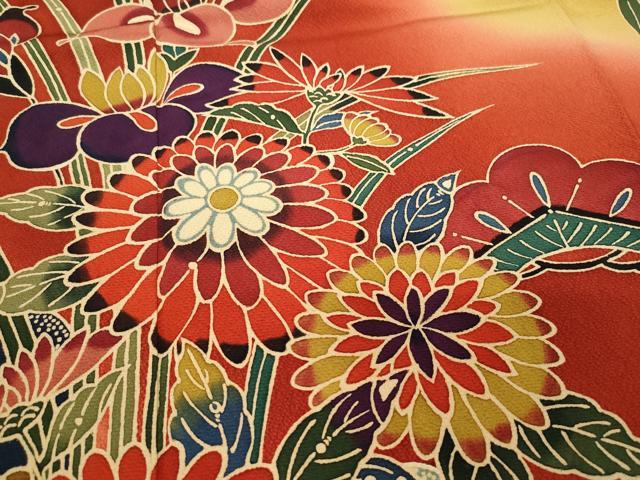 平和屋着物○豪華振袖 紅型 流水鴛鴦草花文 正絹 逸品 CAAW3790vf