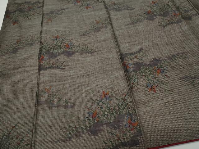 平和屋着物○本場大島紬 9マルキ 舞蝶草木文 正絹 逸品 CAAU9964vf