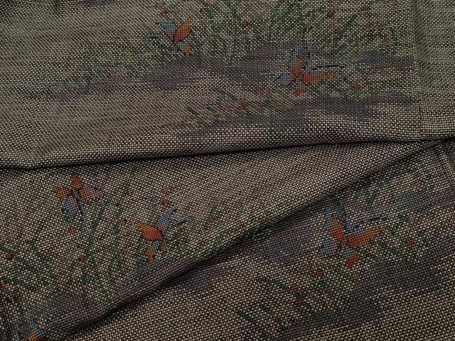 平和屋着物●本場大島紬　9マルキ　舞蝶草木文　正絹　逸品　CAAU9964vf