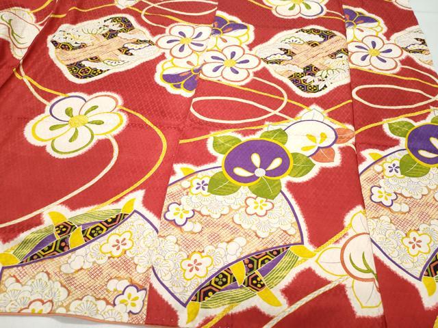 平和屋着物○小振袖 糸巻き舞花文 正絹 逸品 CAAU9966vf