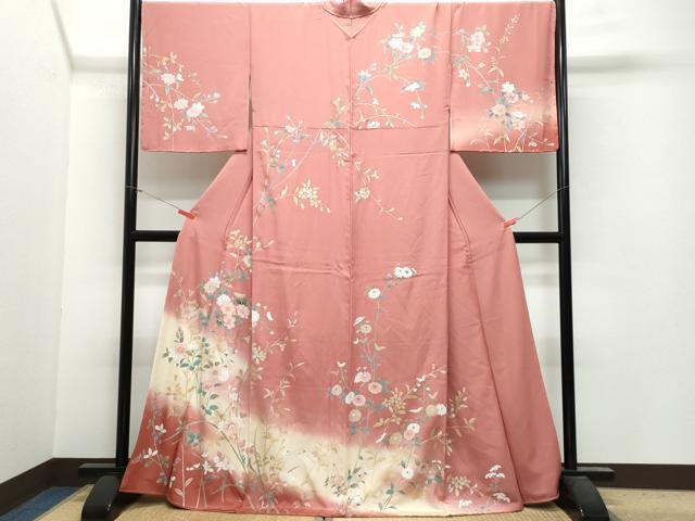 平和屋着物●訪問着　枝花文　暈し染め　金彩　正絹　逸品　未使用　CAAU9968vf