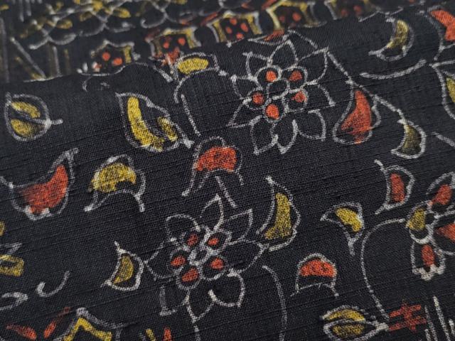 平和屋着物▽上質な小紋 単衣 縞 鬼しぼ縮緬 正絹 逸品 DAAT9660az