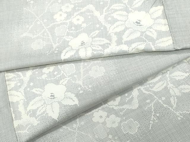 平和屋着物●本場大島紬　白大島　9マルキ　枝花文　正絹　逸品　CAAU9990vf