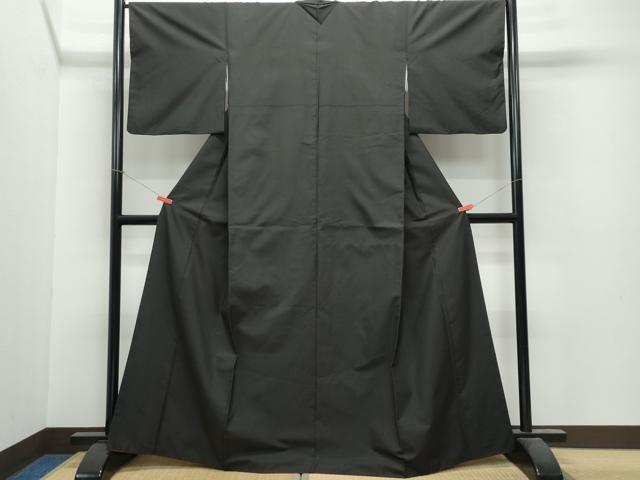 平和屋着物○本場大島紬 色無地 黒色 正絹 逸品 CAAU9991vf