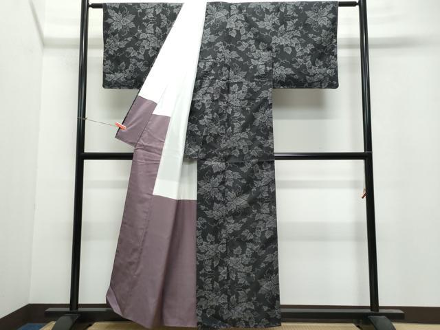 平和屋着物●本場大島紬　7マルキ　葡萄蔦の葉文　正絹　逸品　未使用　CAAU9992vf 平和屋着物○本場大島紬 7マルキ 葡萄蔦の葉文 正絹 逸品 未