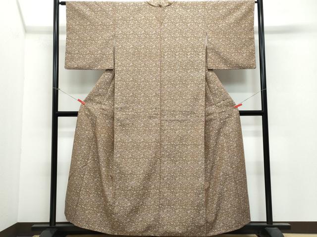 平和屋着物○上質なお召 更紗花唐草文 正絹 逸品 CAAU9993vf