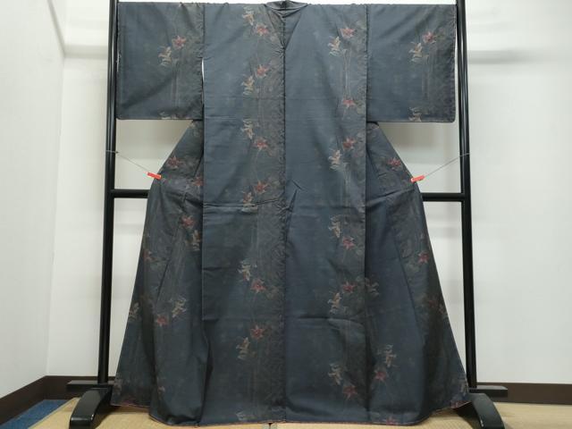 平和屋着物●本場大島紬　7マルキ　草花文　正絹　逸品　未使用　CAAU9999vf 平和屋着物○本場大島紬 7マルキ 草花文 正絹 逸品 未使用 CAAU9999vf