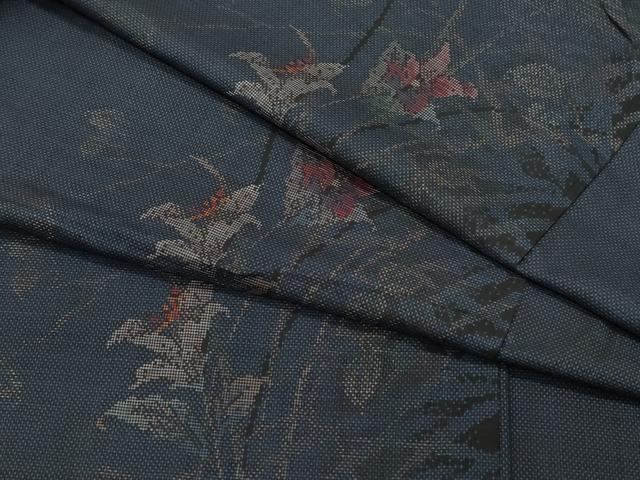 平和屋着物●本場大島紬　7マルキ　草花文　正絹　逸品　未使用　CAAU9999vf