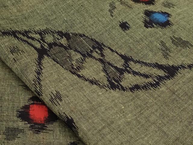 平和屋着物●久留米絣　反物　草葉文　証紙付き　着尺　綿　逸品　未使用　CAAV0481th 平和屋着物○久留米絣 反物 草葉文 証紙付き 着尺 綿 逸品 未使用