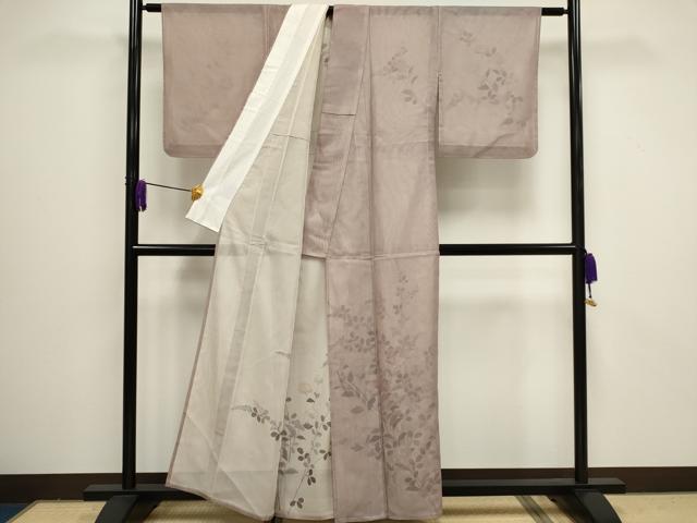 平和屋着物▽訪問着　単衣　無双　紗袷　紗×紗　枝花文　正絹　逸品　未使用　CAAV0890ou_1