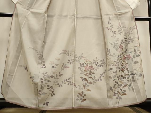 平和屋着物▽訪問着　単衣　無双　紗袷　紗×紗　枝花文　正絹　逸品　未使用　CAAV0890ou_8
